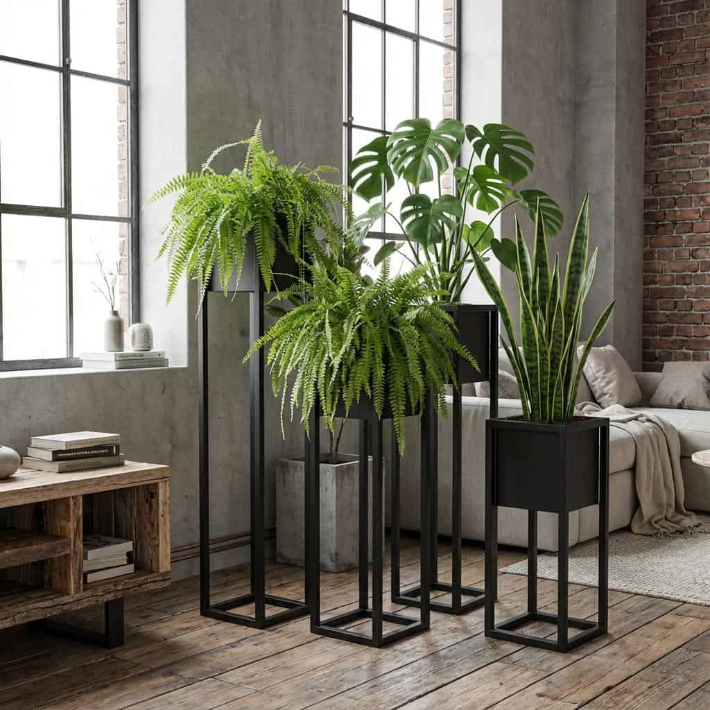 Donica Loft - Metalowy Stojak Na Kwiaty z Osłonką Doniczką - Różne Rozmiary - zdjęcie 28 - Kapaga