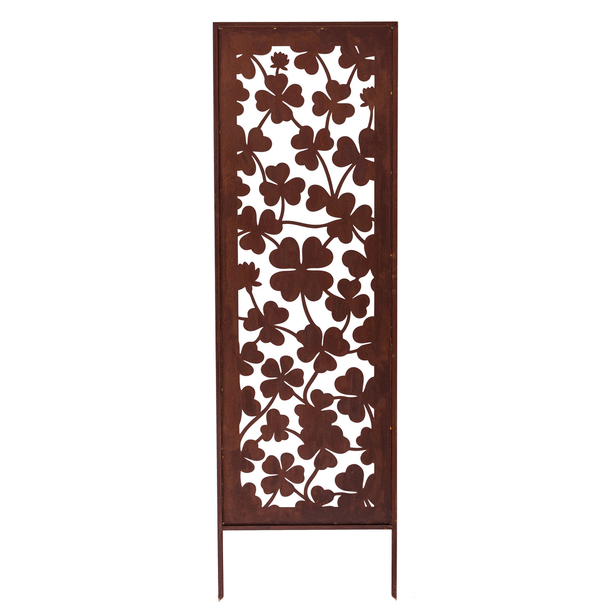 Panel ogrodowy Corten - Parawan z koniczyną (wersja z ramką) - 160 x 50 cm