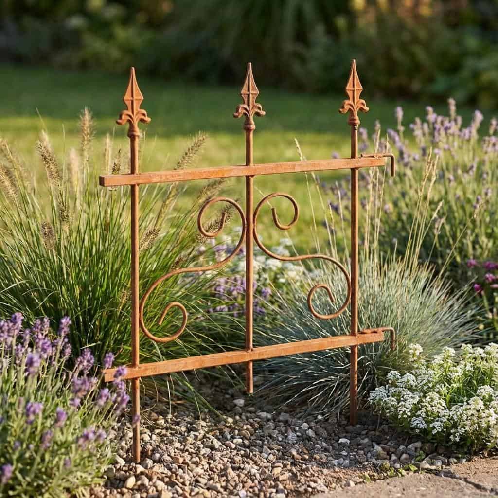 Rdzawy Płotek Ogrodowy z Wzorem 46×60 cm - Trwałe Metalowe Obrzeże Ogrodowe - zdjęcie 3 - Kapaga