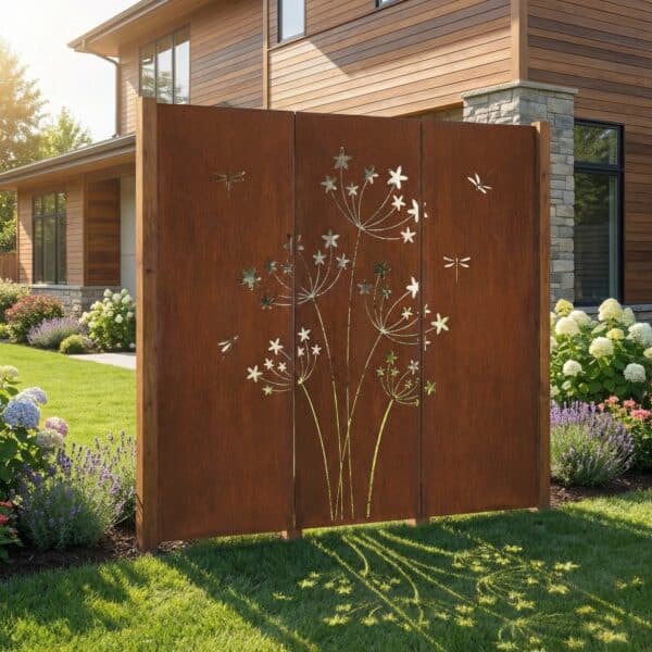 Zestaw 3 paneli dekoracyjnych Pusteblume / Dmuchawiec - metalowy panel ogrodowy - 3 szt. - Kapaga