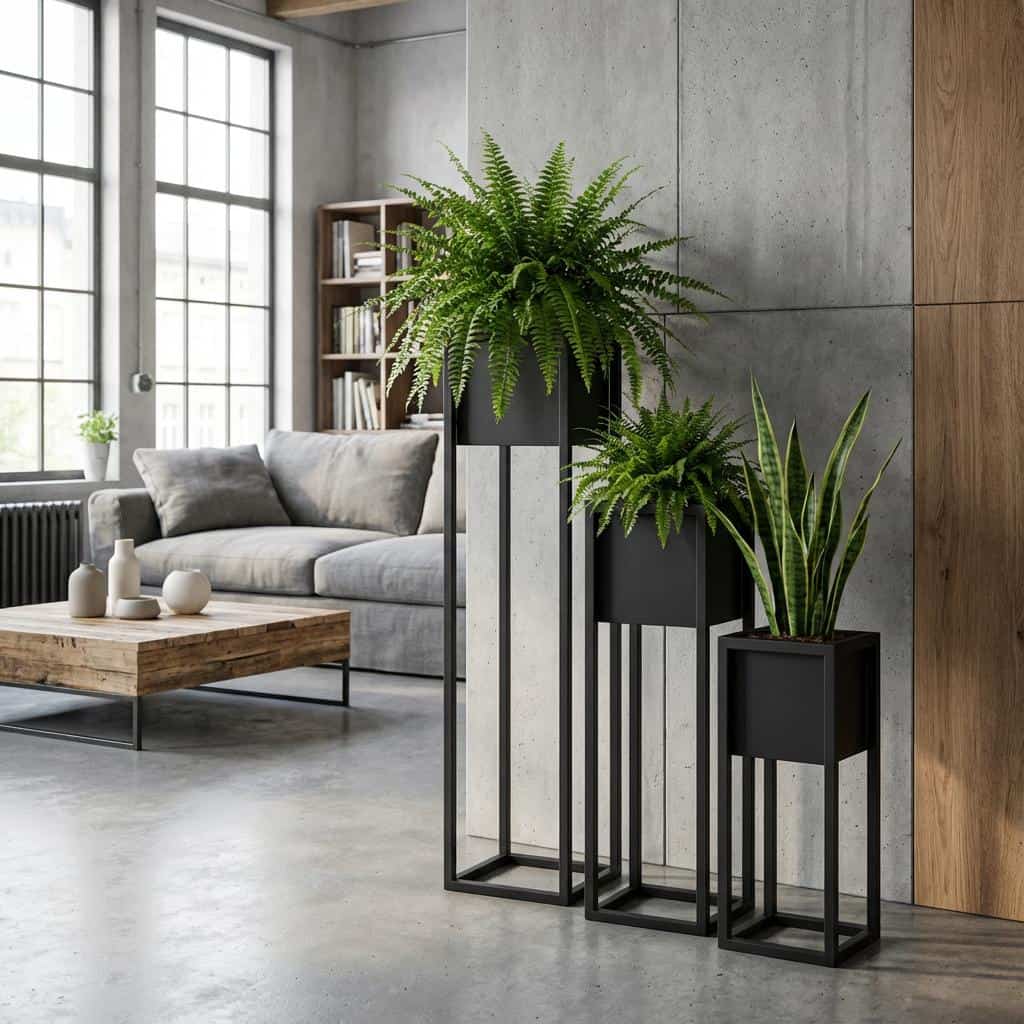 Donica Loft - Metalowy Stojak Na Kwiaty z Osłonką Doniczką - Różne Rozmiary - zdjęcie 30 - Kapaga