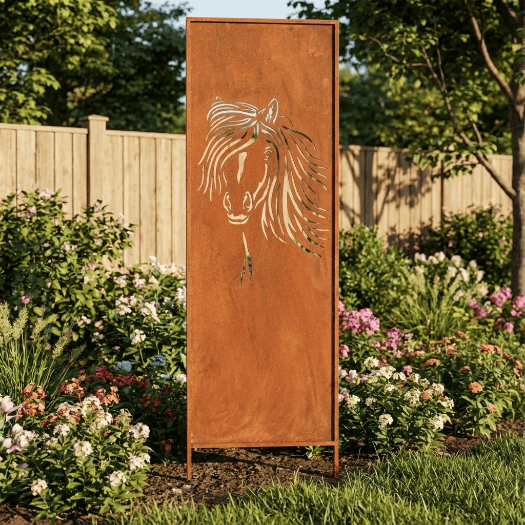 Osłona Corten 160×50 cm - Panel Ogrodowy z Wzorem Konia, Dekoracja do Stadniny i Ogrodu - zdjęcie 2 - Kapaga