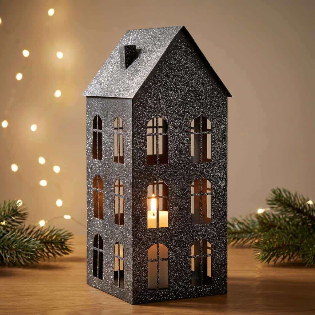 Lampion Metalowy Domek - Elegancka Dekoracja w 3 Kolorach - zdjęcie 24 - Kapaga
