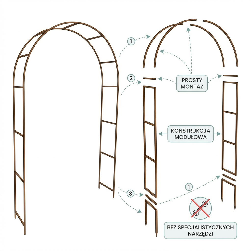 Pergola ogrodowa metalowa 240x150 cm – łuk do roślin