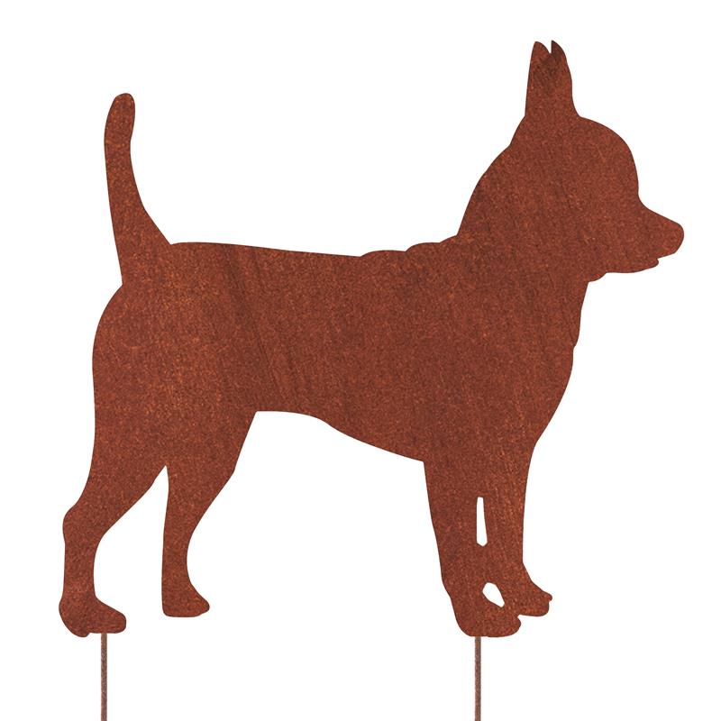 Chihuahua Pies Dekoracja Ogrodowa z Metalu - Figurka Corten Stal Sylwetka - Kapaga