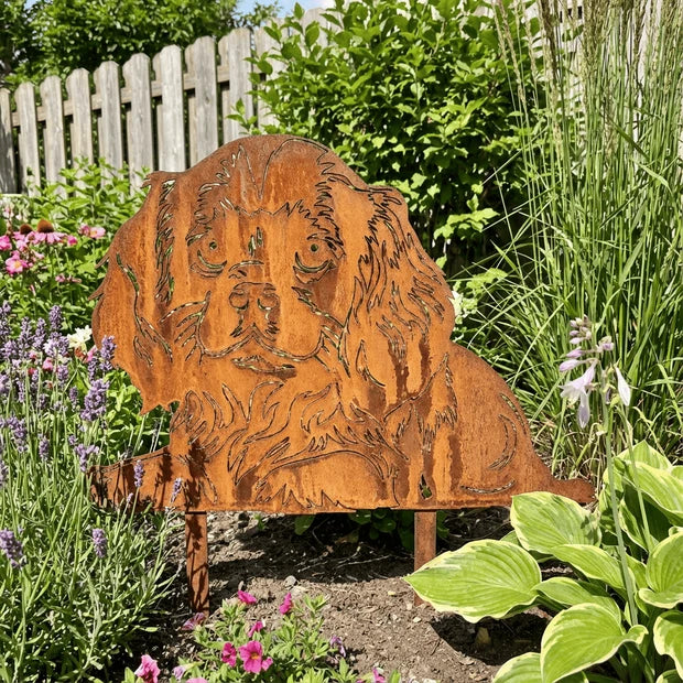 Sylwetka psa z naturalnej rdzy - Cavalier King Charles Spaniel - Pies figurka ozdobna - Różne wzory
