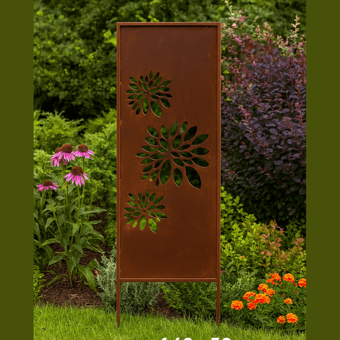 Panel Ogrodowy "Trzy Słoneczniki" 160×50 cm - Sztuka Metalowa - Kapaga