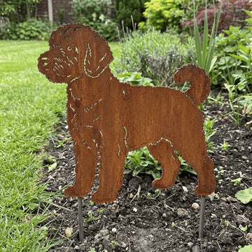 Sylwetka psa z naturalnej rdzy - Labradoodle - Pies figurka ozdobna - Różne wzory