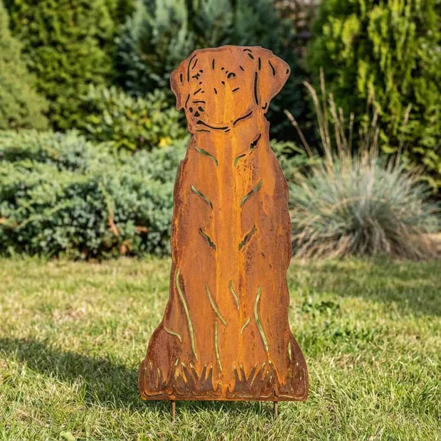 Sylwetka psa z naturalnej rdzy - Labrador - Pies figurka ozdobna - Różne wzory