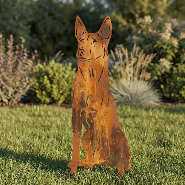 Sylwetka psa z naturalnej rdzy - Malinois - Pies figurka ozdobna - Różne wzory