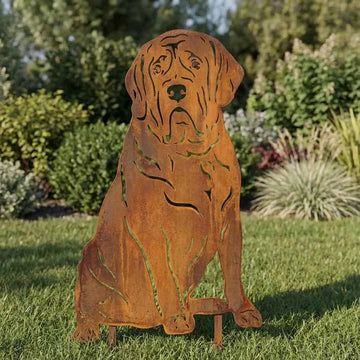 Sylwetka psa z naturalnej rdzy - Mastiff - Pies figurka ozdobna - Różne wzory