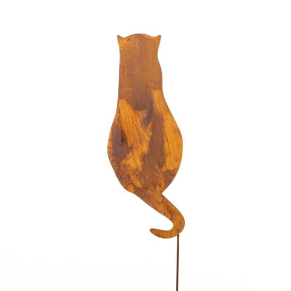 Metalowa Figurka Kota do Donicy Ogrodu - Corten Rdza Styl Kwiatowy - Kapaga