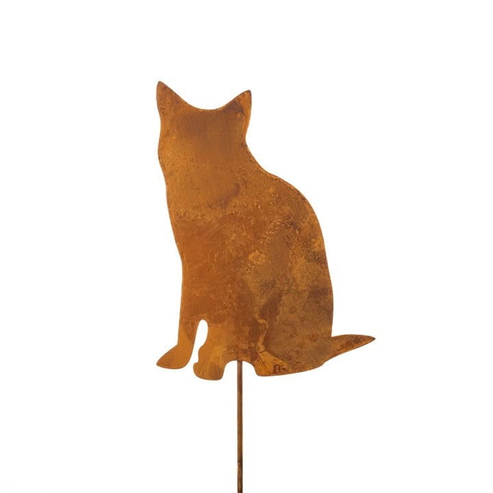 Metalowa Figurka Kota do Ogrodu - Dekoracja Corten do Donicy w Stylu Rustykalnym - Kapaga