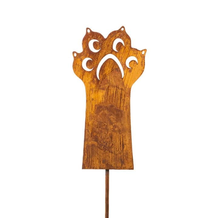 Metalowa Figurka Łapa Kota - Dekoracja Ogrodowa Corten do Donicy i Kwiatów - zdjęcie 2 - Kapaga