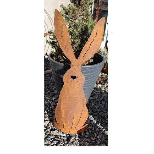 Metalowy Zając Wielkanocny 3D Corten 55 cm - Ozdoba na Stół i Ogród - Kapaga