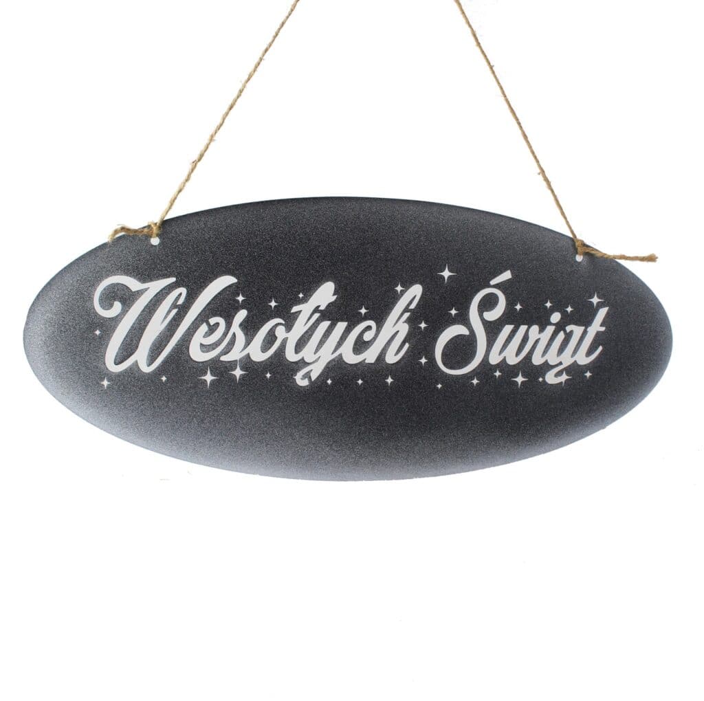 Rustykalna Zawieszka „Wesołych Świąt” - Świąteczna Dekoracja z Brokatem - Kapaga