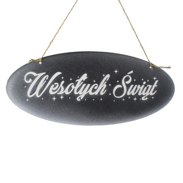 Rustykalna Zawieszka „Wesołych Świąt” - Świąteczna Dekoracja z Brokatem - Kapaga