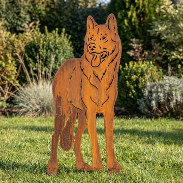 Sylwetka psa z naturalnej rdzy - Wolfhound - Pies figurka ozdobna