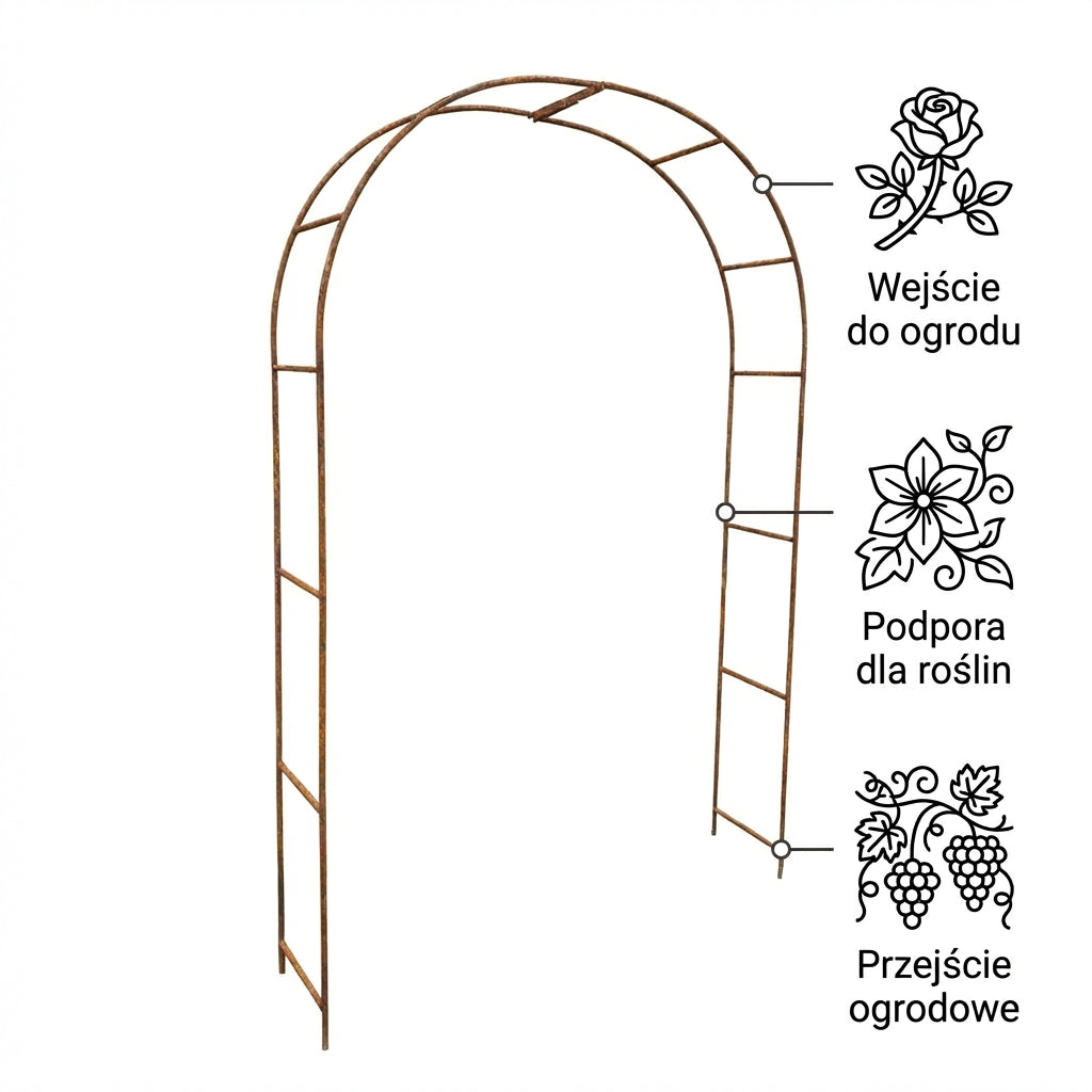 Pergola ogrodowa metalowa 240x150 cm – łuk do roślin