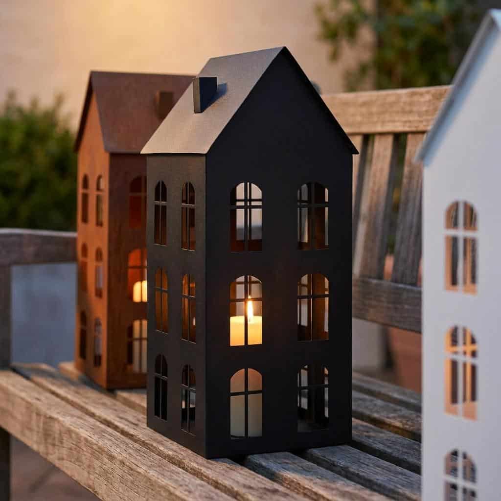 Lampion Metalowy Domek - Elegancka Dekoracja w 3 Kolorach - zdjęcie 20 - Kapaga