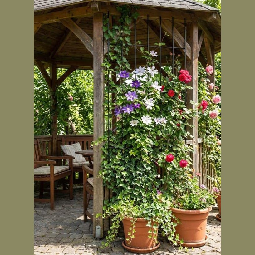 Czarna Metalowa Kratka do Roślin Pnących 150 cm - Zestaw 3 Sztuk, Róży, Winogrono - Kapaga