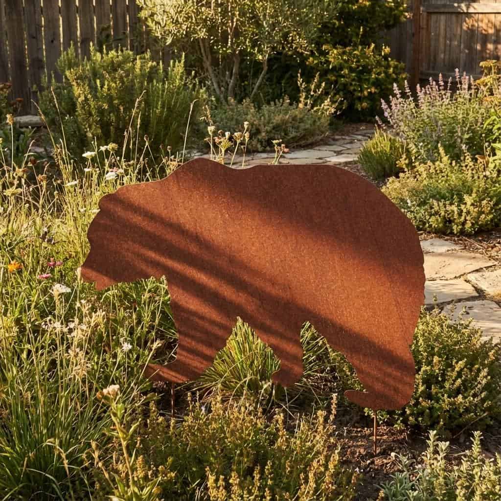 Dekoracja Ogrodowa Niedźwiedź 77×54 cm z Metalu - Unikalna Ozdoba Ogrodowa - zdjęcie 3 - Kapaga