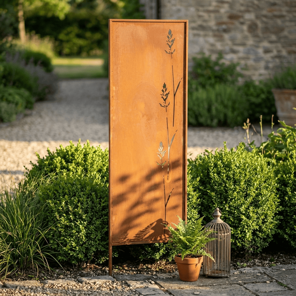 Panel Ogrodowy Parawan Corten Osłona Krzewów 160 x 50 cm Dekoracyjny Metalowy - zdjęcie 7 - Kapaga