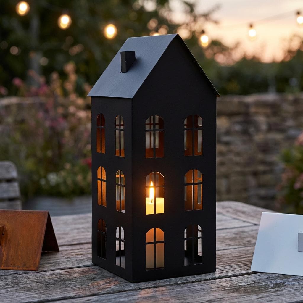 Lampion Metalowy Domek - Elegancka Dekoracja w 3 Kolorach - zdjęcie 19 - Kapaga