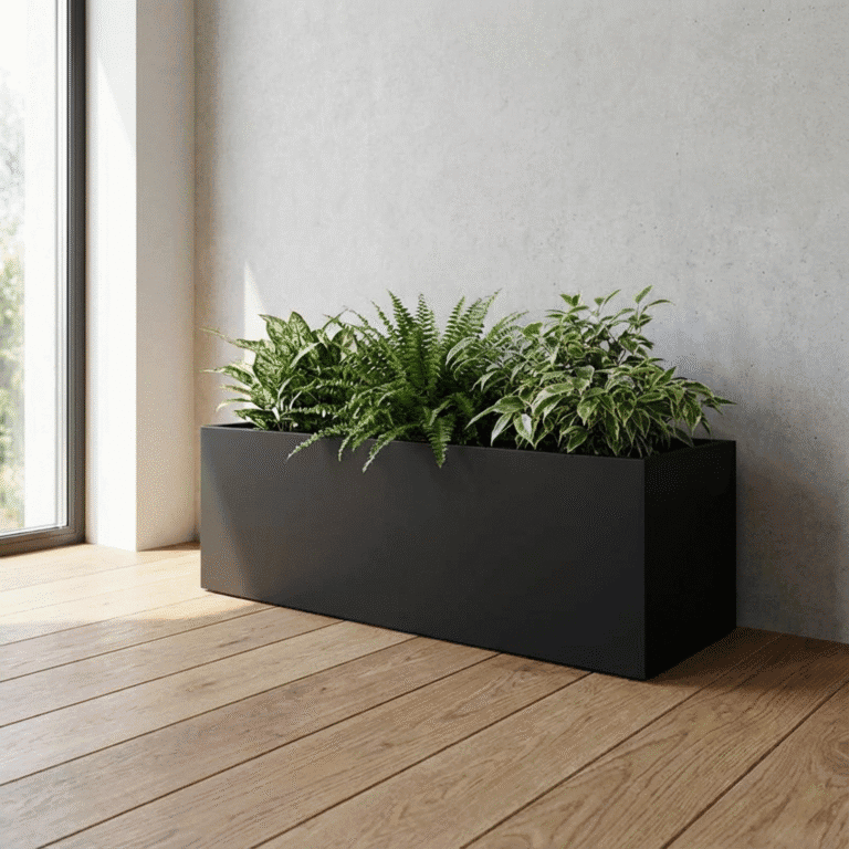 Stojący Kwietnik Metalowy Loft - Wysoka Donica z Osłonką, Duża Osłona na Taras, Ogród i Parapet, 60 cm - zdjęcie 5 - Kapaga