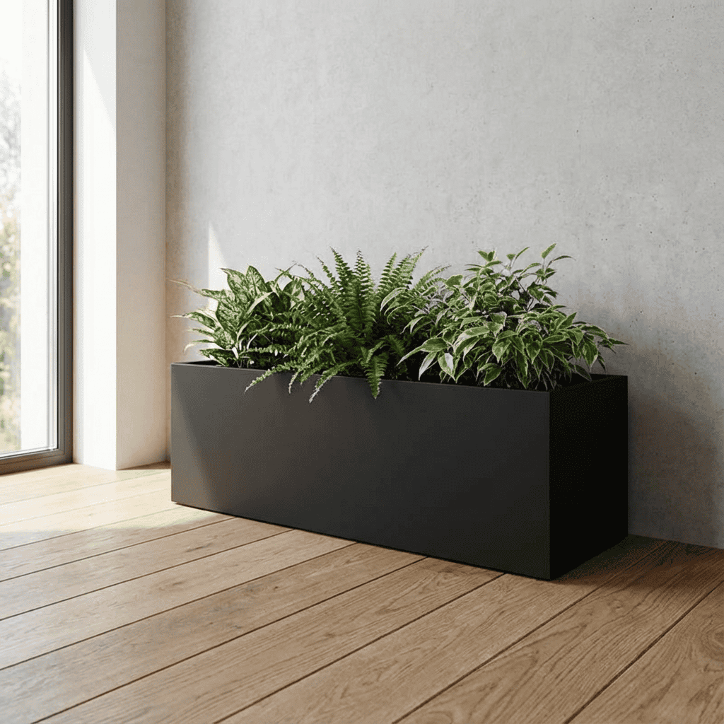 Stojący Kwietnik Metalowy Loft - Wysoka Donica z Osłonką, Duża Osłona na Taras, Ogród i Parapet, 60 cm - zdjęcie 4 - Kapaga