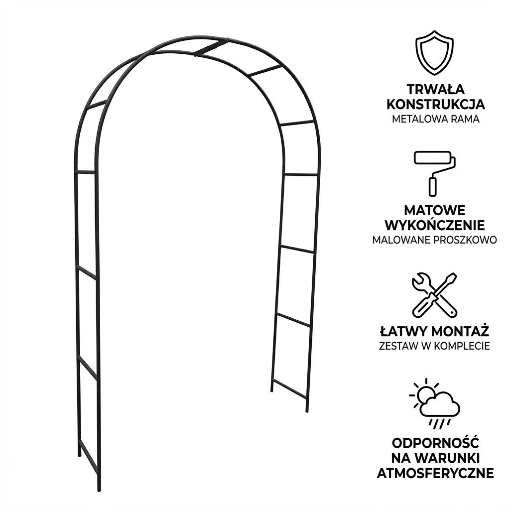 Pergola ogrodowa metalowa 240x150 cm – łuk do roślin