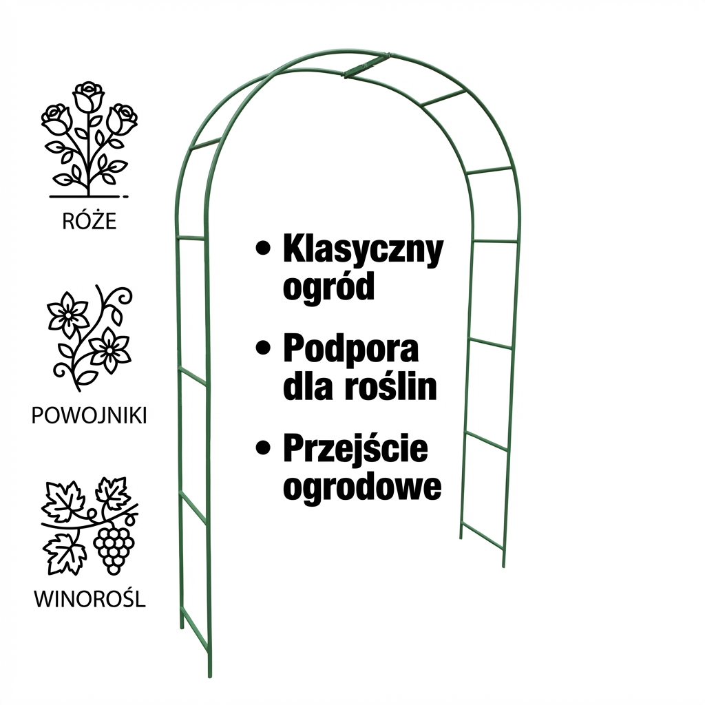 Pergola ogrodowa metalowa 240x150 cm – łuk do roślin