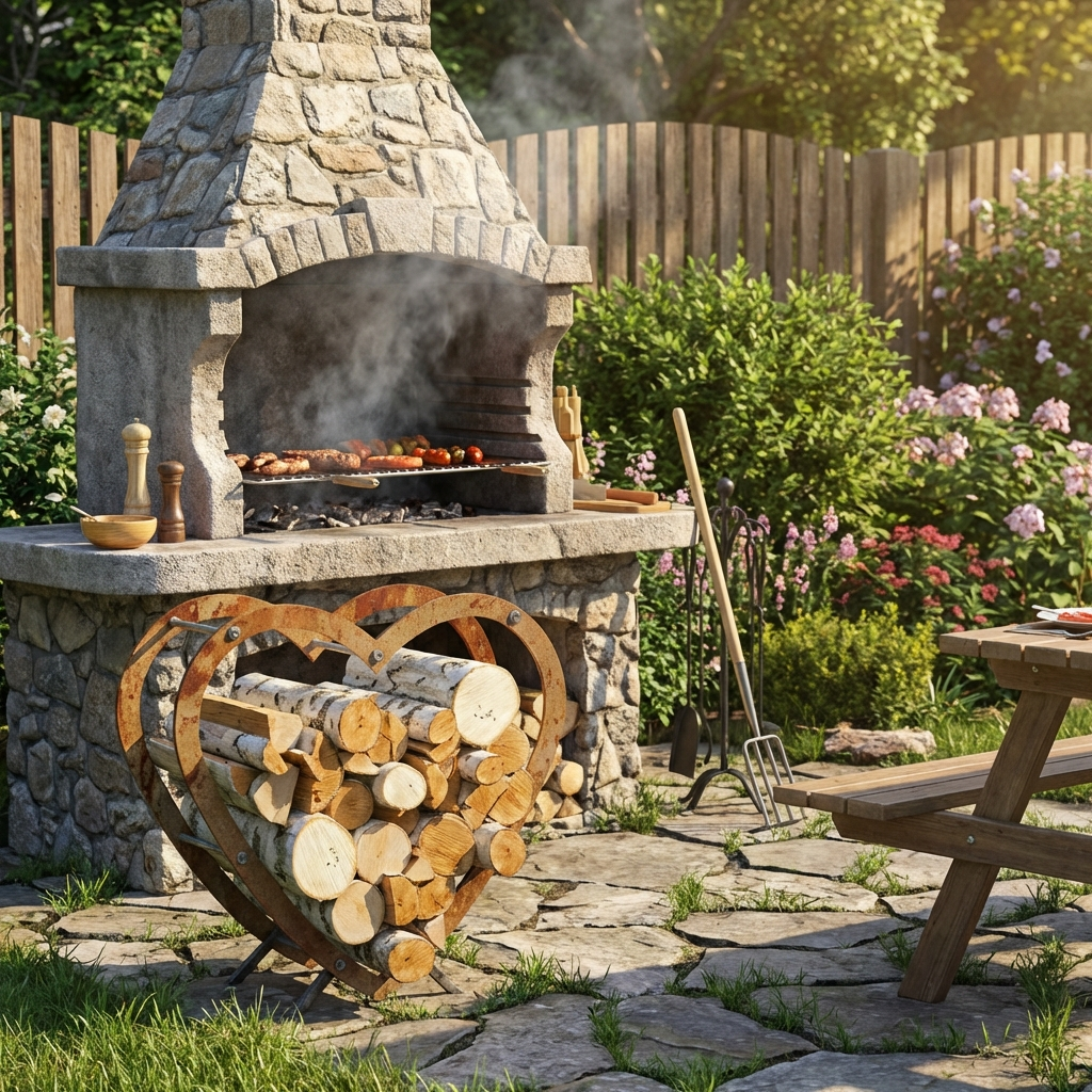 Stojak na Drewno Metalowy - Rustykalny Design w Kształcie Serca - Kapaga