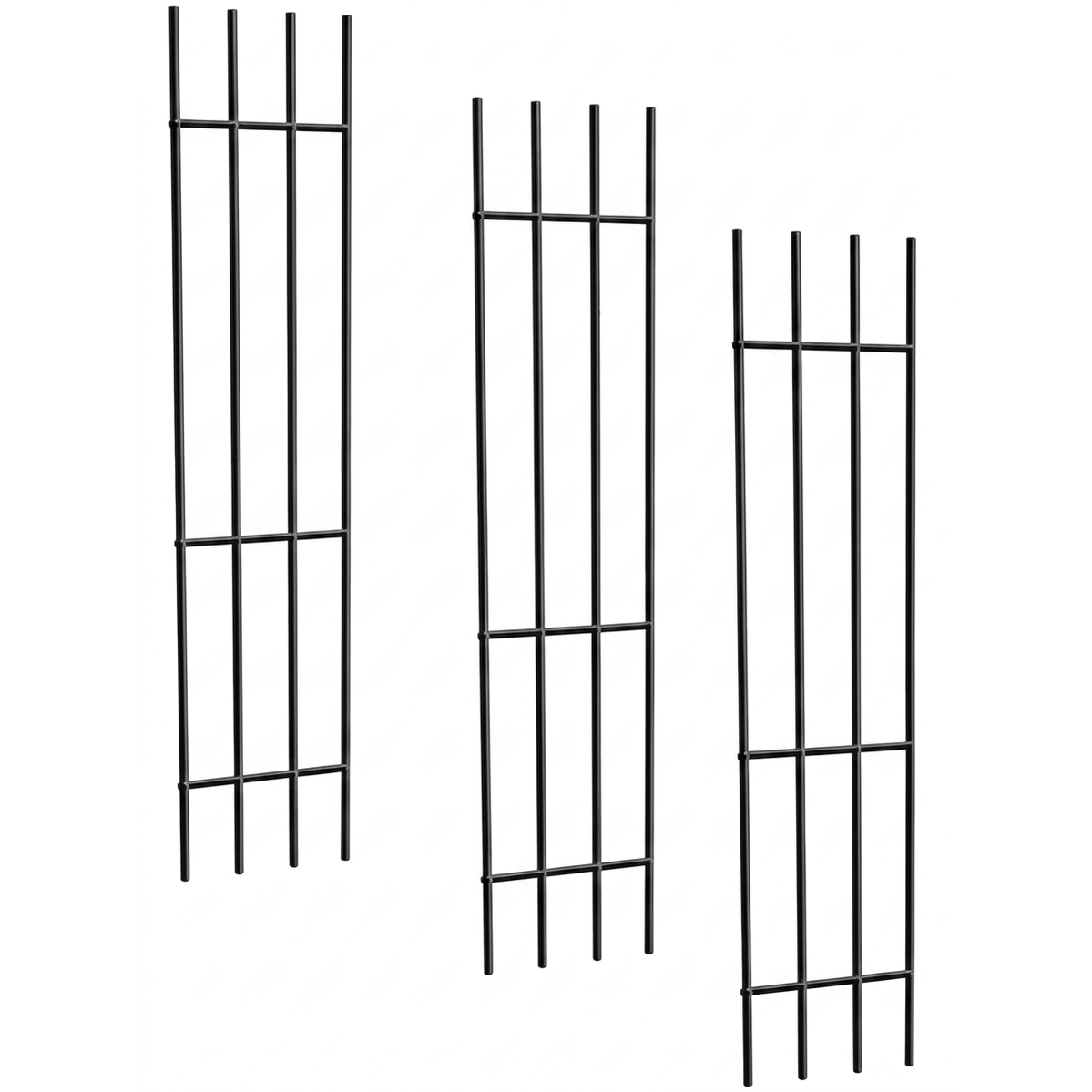 Czarna metalowa kratka do roślin pnących 150 cm – Zestaw 3 sztuk, róży, winogrono