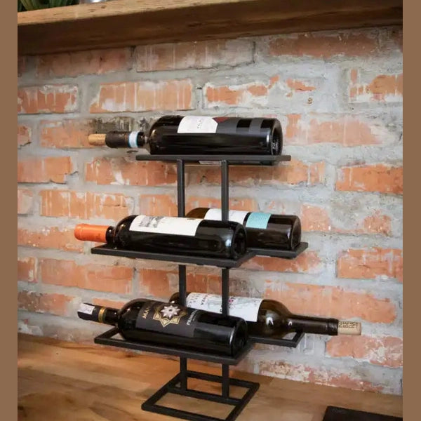 Stojak na Wino - Ręcznie Wykonane, Stalowy, 3 Poziomy, 42 cm - zdjęcie 6 - Kapaga