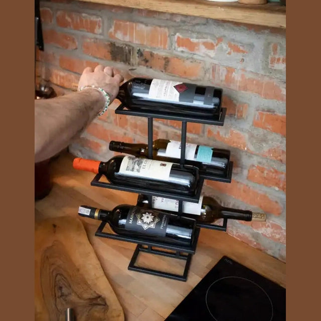 Stojak na Wino - Ręcznie Wykonane, Stalowy, 3 Poziomy, 42 cm - zdjęcie 7 - Kapaga