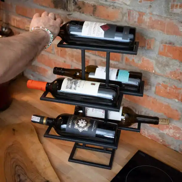 Stojak na Wino - Ręcznie Wykonane, Stalowy, 3 Poziomy, 42 cm - zdjęcie 8 - Kapaga