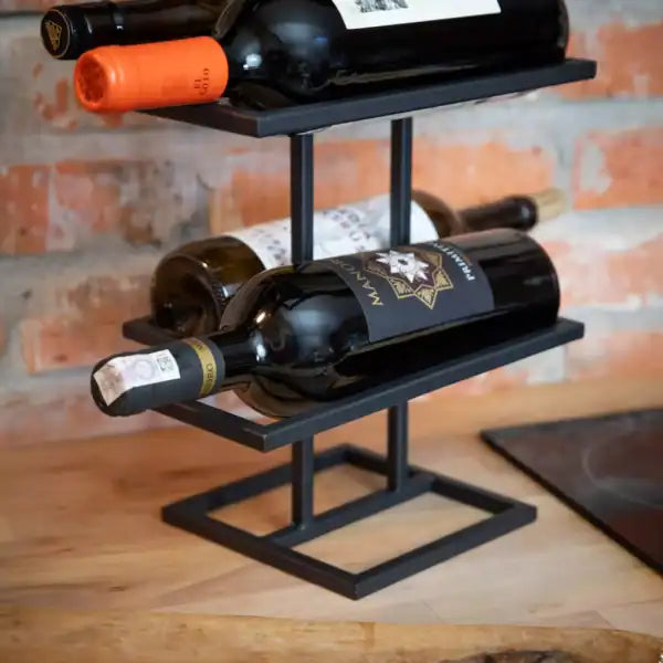 Stojak na Wino - Ręcznie Wykonane, Stalowy, 3 Poziomy, 42 cm - Kapaga