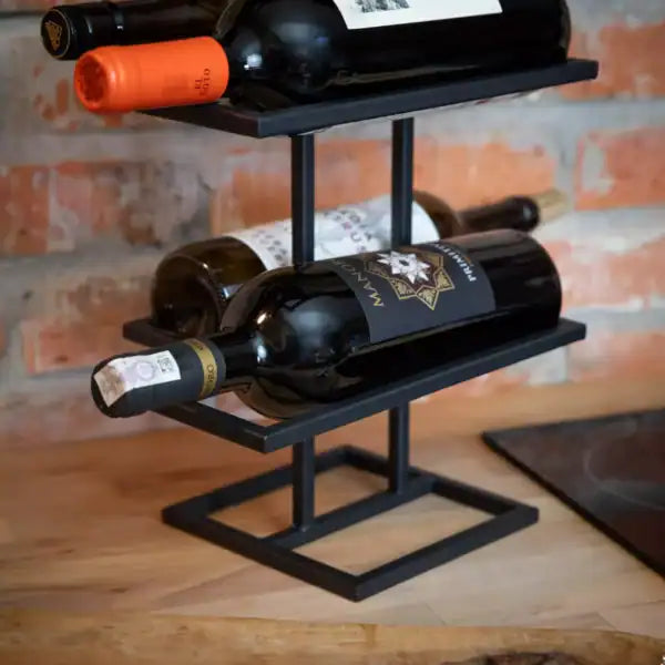 Stojak na Wino - Ręcznie Wykonane, Stalowy, 3 Poziomy, 42 cm - zdjęcie 3 - Kapaga
