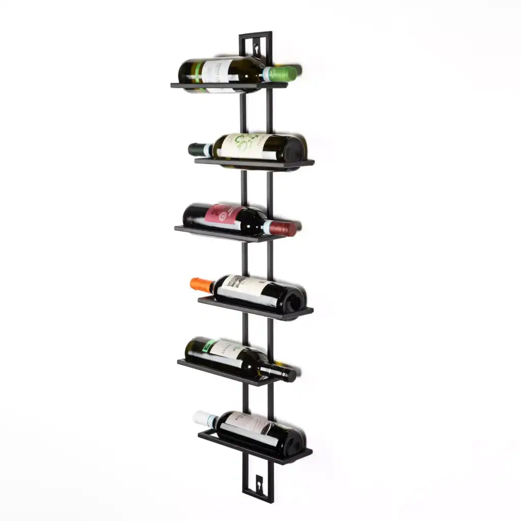 Metalowy Stojak na Wino - Ścienny Wieszak na 6 Butelek | 100 x 35 cm - zdjęcie 2 - Kapaga