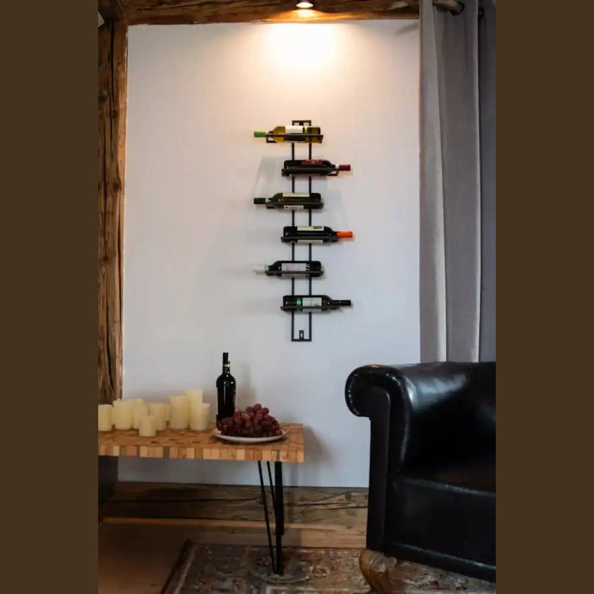 Metalowy Stojak na Wino - Ścienny Wieszak na 6 Butelek | 100 x 35 cm - zdjęcie 4 - Kapaga