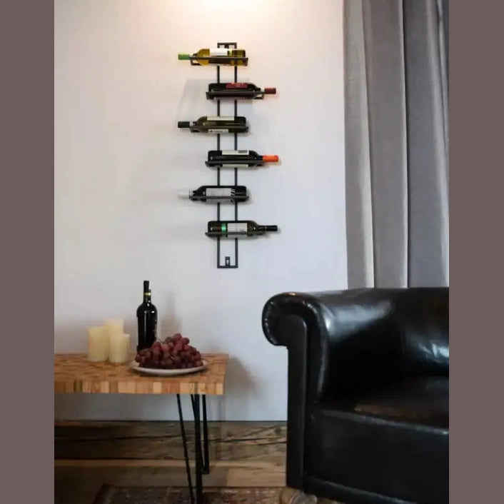 Metalowy Stojak na Wino - Ścienny Wieszak na 6 Butelek | 100 x 35 cm - zdjęcie 5 - Kapaga