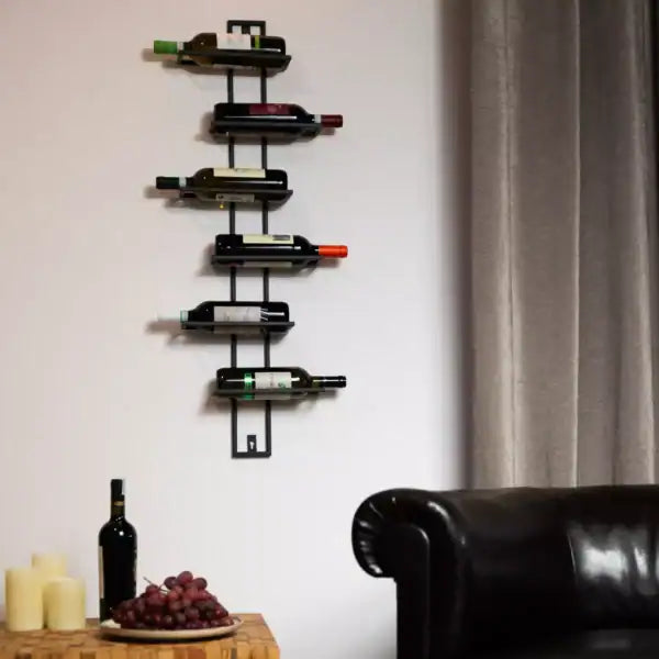 Metalowy Stojak na Wino - Ścienny Wieszak na 6 Butelek | 100 x 35 cm - zdjęcie 6 - Kapaga