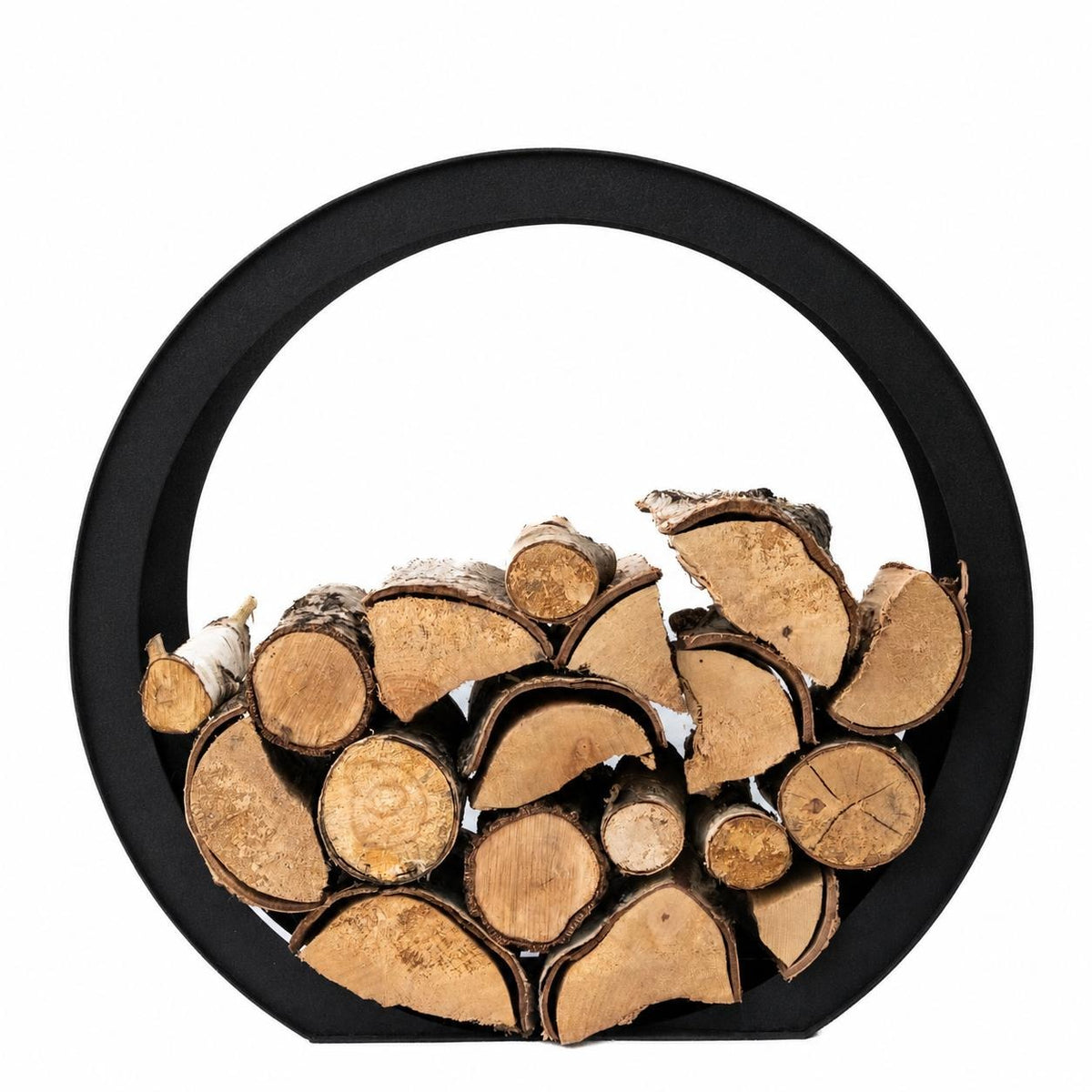 Okrągły metalowy stojak na drewno kominkowe – regał na drewno 78×73 ×35 cm
